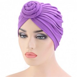 Skullies & Beanies Womens Big Flower Turban Beanie Elegant Cap Head Wrap Stretch Long Hair Scarf Headscarf - 441-beige - CM19...