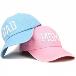 Baseball Caps Capital Mom and Dad Pigment Dyed Couple 2 Pc Cap Set - Pink Light Blue - CD18I9NKDYE $56.43