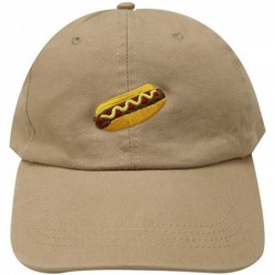 Baseball Caps Hotdog Cotton Baseball Dad Caps - Khaki - C512LQ2GBWX $16.92