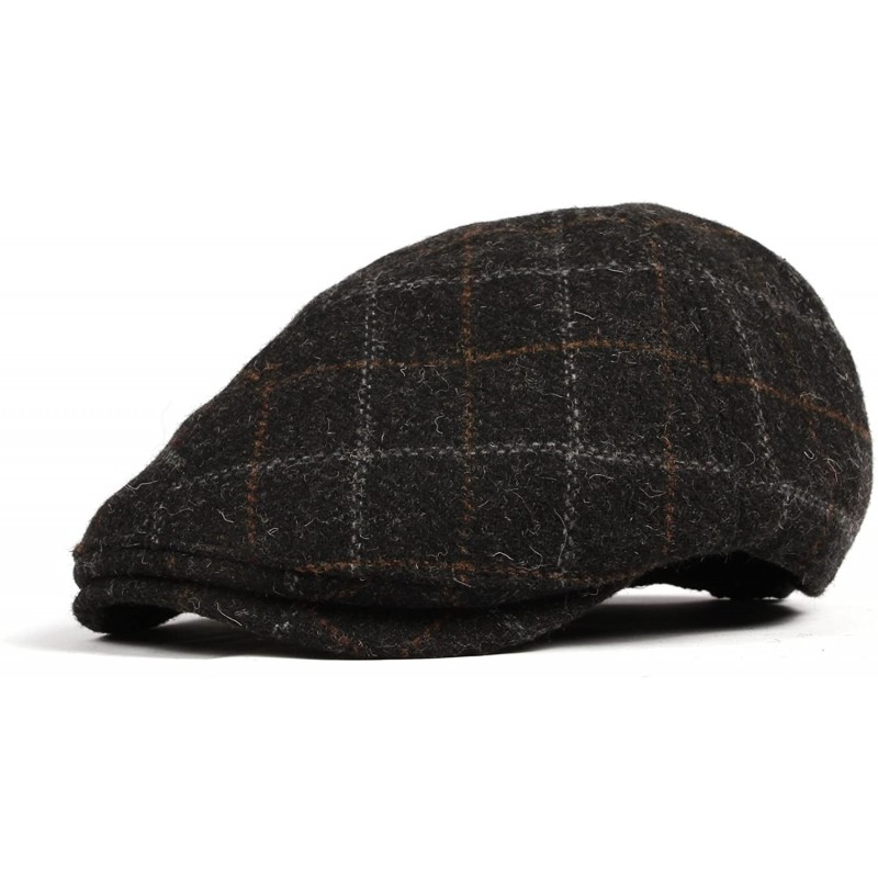 Newsboy Caps Wool Newsboy Hat Flat Cap SL3022 - Black - CG11QE8SYD9 $31.83