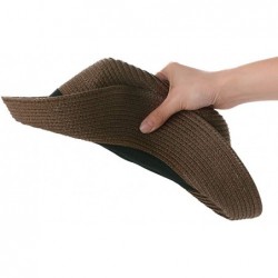 Fedoras Mens Womens Packable Straw Derby Panama Ribbon Band Sun Hat Fedora Summer - 00715brown - CM18SMCOC7Z $32.85