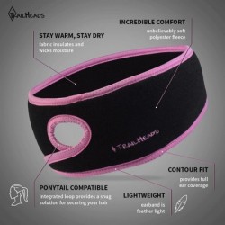 Balaclavas Women's Ponytail Headband - Fleece Earband - Winter Running Headband - Black & Black/Fast Pink - C0194G7SS6L $57.62