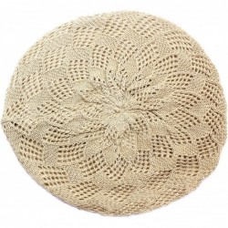 Berets Womens Knit Beanie Beret Hat Lightweight Fashion Accessory Crochet Cutouts - Beige - C411TT22LLX $18.98