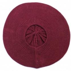Berets JTL Beret Beanie Hat for Women Fashion Light Weight Knit Solid Color - Wine - C512BDLXUV7 $17.19