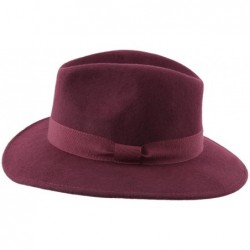 Fedoras Traveller Cavalier Wool Felt Fedora Hat - Bordeaux - C5187IS4CDS $54.33