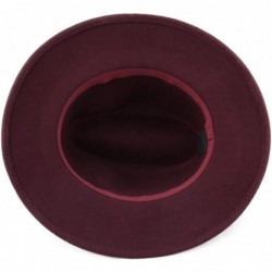 Fedoras Traveller Cavalier Wool Felt Fedora Hat - Bordeaux - C5187IS4CDS $54.33