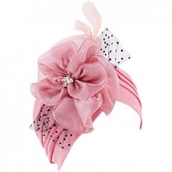 Skullies & Beanies Shiny Flower Turban Shimmer Chemo Cap Hairwrap Headwear Beanie Hair Scarf - Pure Pink - CI194UKYN5T $22.83