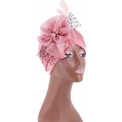 Skullies & Beanies Shiny Flower Turban Shimmer Chemo Cap Hairwrap Headwear Beanie Hair Scarf - Pure Pink - CI194UKYN5T $20.44