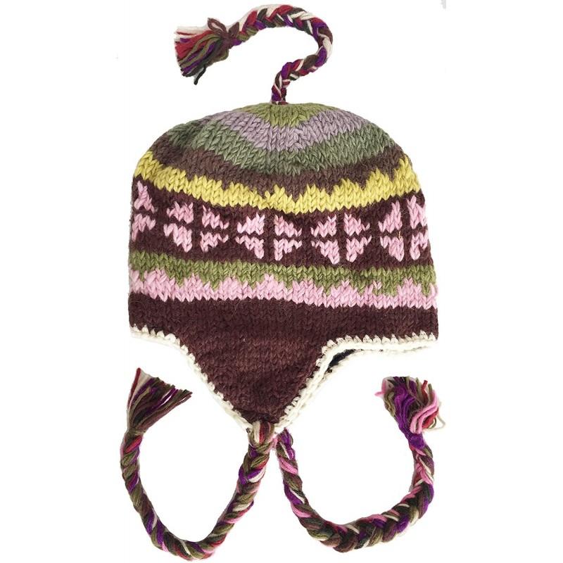 Skullies & Beanies Wool Winter Chullo Beanie Fleece Lined Toque Cap Ear Flaps Sherpa Peruvian Hat - V-51 - CA192UKXSXD $31.81