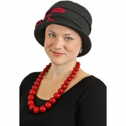 Skullies & Beanies Fleece Hats for Women Cloche Cancer Headwear Chemo Ladies Winter Head Coverings Lady Rose - Black With Red...