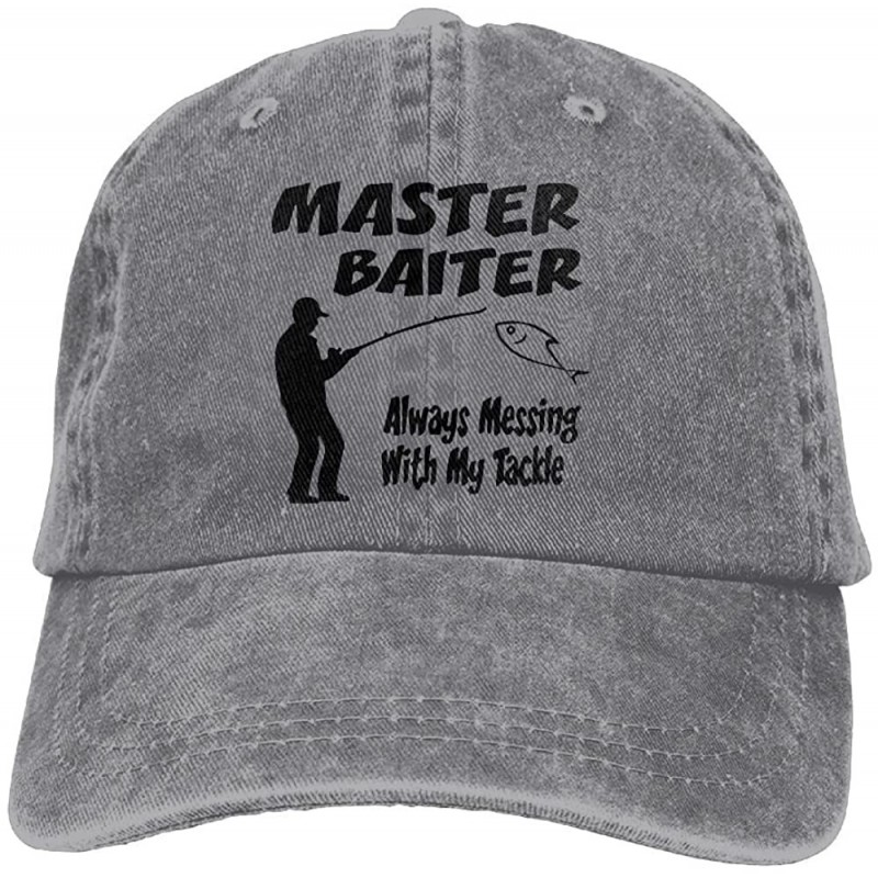 Skullies & Beanies Denim Baseball Cap Master Baiter Unisex Golf Hats Adjustable Plain Cap - Ash - CU189XLOYRZ $18.24