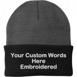 Skullies & Beanies Customize Your Beanie Personalized with Your Own Text Embroidered - Athletic Oxford/Black - CZ18IQAS6MG $4...