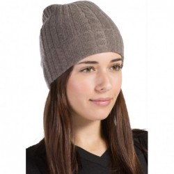Skullies & Beanies Women's 100% Pure Cashmere Cable Knit Hat Super Soft Cuffed - Cappuccino - CD18WXDT6SD $68.95