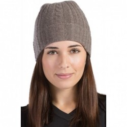 Skullies & Beanies Women's 100% Pure Cashmere Cable Knit Hat Super Soft Cuffed - Cappuccino - CD18WXDT6SD $50.81
