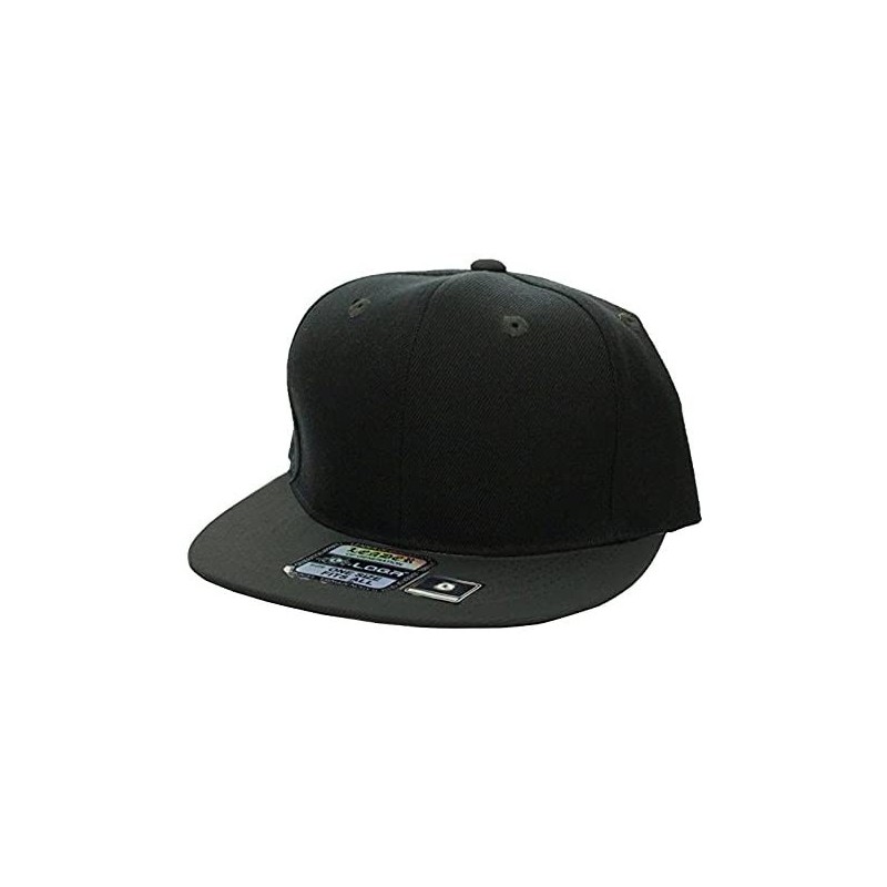 Baseball Caps Classic Flat Bill Visor Blank Snapback Hat Cap with Adjustable Snaps - Black-charcoal - C11863S4TUZ $12.60
