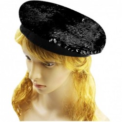 Berets Shiny Sequin French Beret Artist Fashion Hat Warm Beanie Cap for Women Girls - CQ18YS0HGCW $20.65