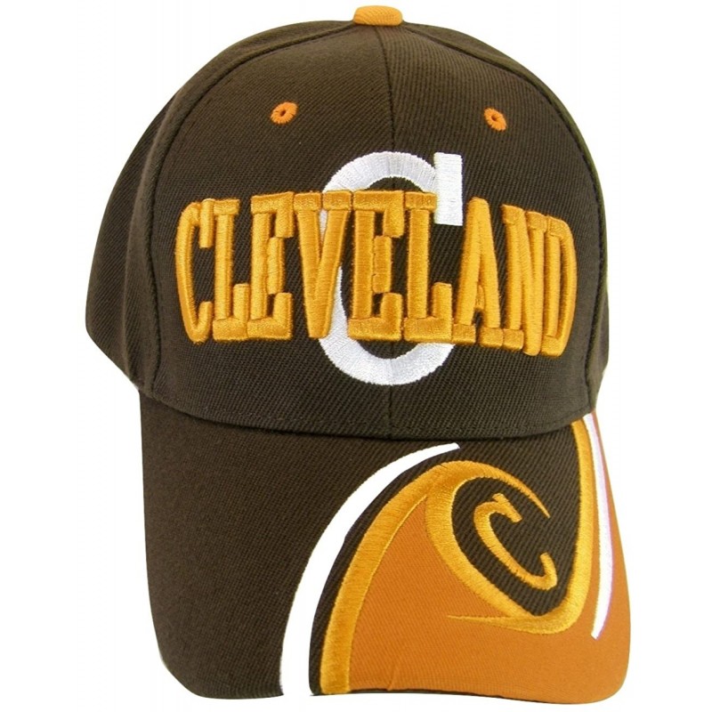 Baseball Caps Cleveland Men's C Wave Pattern Adjustable Baseball Cap - Brown/Orange - CK17XMR4XEO $15.62