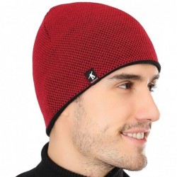 Skullies & Beanies Fleece Lined Beanie Hat Men Women Winter Soft Mesh Warm Knit Ski Skull Cap - Wine Red - CD18XKSN94D $24.72