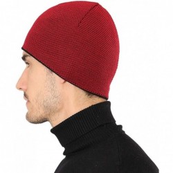 Skullies & Beanies Fleece Lined Beanie Hat Men Women Winter Soft Mesh Warm Knit Ski Skull Cap - Wine Red - CD18XKSN94D $18.62