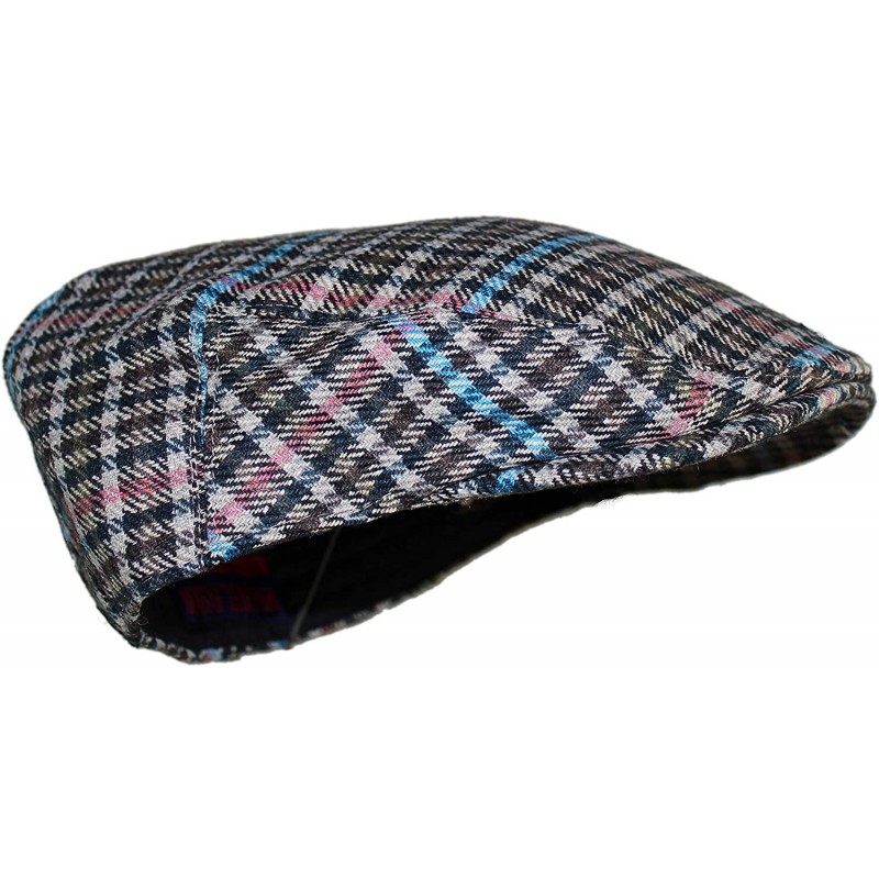 Newsboy Caps Street Easy Herringbone Driving Cap with Quilted Lining - Brown Check With Blue - C8194OQ44MC $18.84