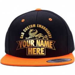 Baseball Caps Custom Hat. 6089 Snapback. Embroidered. Place Your Own Text - Orange/Black - CJ188Z6NGIS $53.26