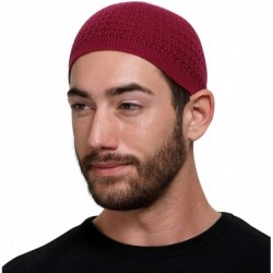 Skullies & Beanies Zigzag Knit Kufi Hat Skull Cap One Size Fits All Men Women Chemo - Red - C318ZD0SAW7 $26.05