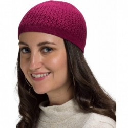 Skullies & Beanies Zigzag Knit Kufi Hat Skull Cap One Size Fits All Men Women Chemo - Red - C318ZD0SAW7 $14.93