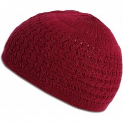 Skullies & Beanies Zigzag Knit Kufi Hat Skull Cap One Size Fits All Men Women Chemo - Red - C318ZD0SAW7 $14.93