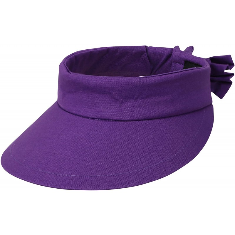 Sun Hats Womens Summer Packable UV Protective Wide Brim UPF 50+ Sun Visor Hat - Purple - CJ18D5S3974 $16.78