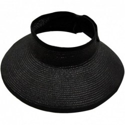 Sun Hats Spring/Summer Classics Edition Straw Roll-able Sun Visor Hat - Black - CL18DN63MNQ $32.61