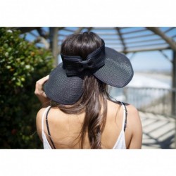 Sun Hats Spring/Summer Classics Edition Straw Roll-able Sun Visor Hat - Black - CL18DN63MNQ $27.68
