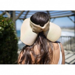 Sun Hats Women's Sun Protective Foldable Travel Straw Visor Hat - Beige/White - C718E3ZYWSW $30.11