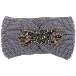 Headbands Bohemia Headband- Women Diamond Knitting Handmade Keep Warm Hairband - Gray - CX186RK6E7L $15.33