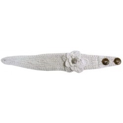 Cold Weather Headbands Hand Knit Headband With Rhinestone Flower - White - CH118XFTOVR $25.43