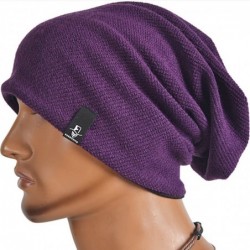 Skullies & Beanies Slouch Beanie Hat for Men Women Summer Winter B010 - Flannel-purple - CX12NYIJ24M $17.90