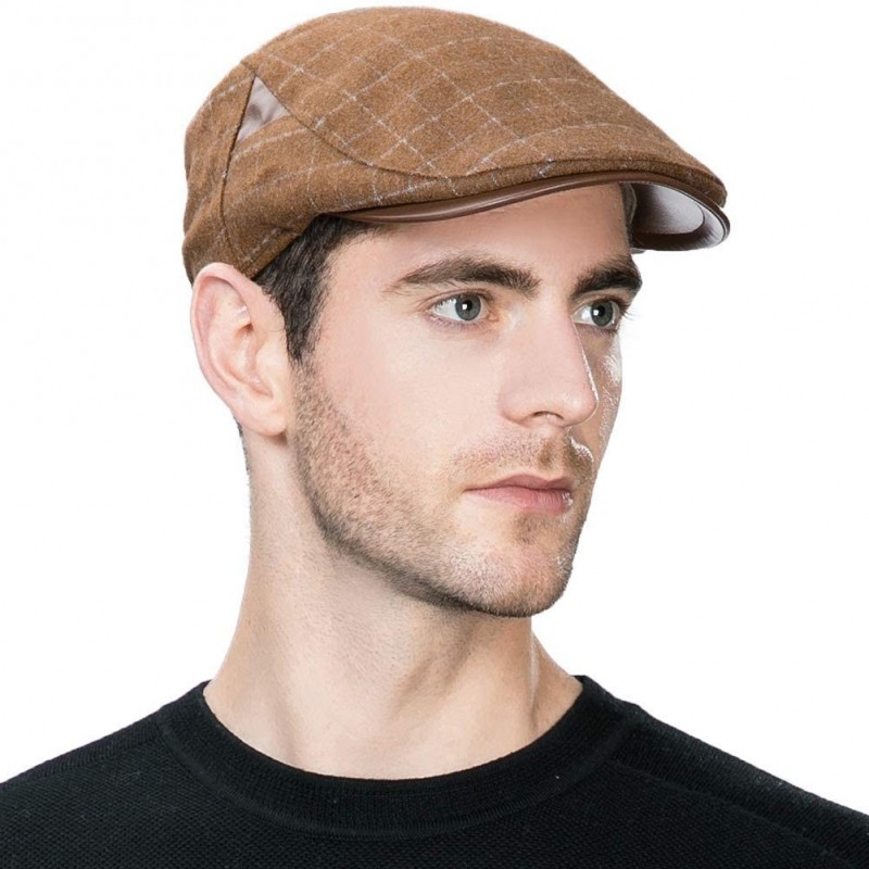 Newsboy Caps Wool Newsboy Cap Earflap Trapper Hat Winter Warm Lined Fashion Unisex 56-60CM - 99085_brown - CY18L95SHL6 $25.40