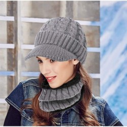 Skullies & Beanies Womens Winter Hats Infinity Scarf Set Warm Knit Fleece Slouchy Beanie Hat Gifts - C-hat Scarf Set-light Gr...