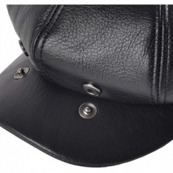 Newsboy Caps First Layer Cowhide Leather Ivy Hat Cap Eight Panel Cabbie Newsboy Beret Hat - Black - C1192TYXMK2 $36.58