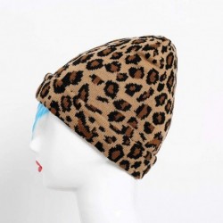 Fedoras Unisex Classic Knit Beanie Women Men Winter Leopard Hat Adult Soft & Cozy Cute Beanies Cap - Yellow - CV192R6TXAZ $20.06