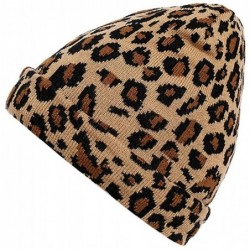 Fedoras Unisex Classic Knit Beanie Women Men Winter Leopard Hat Adult Soft & Cozy Cute Beanies Cap - Yellow - CV192R6TXAZ $13.61