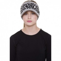 Berets Women's Warm Soft Winter Leopard Detailed Ponytail Beanie Knit Hat Skull Cap - Gray - CQ18AUTESN0 $20.88