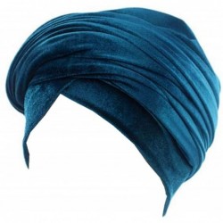 Headbands Luxury Pleated Velvet Turban Hijab Head Wrap Extra Long Tube Indian Headwrap Scarf Tie - CQ186G8COT5 $29.16