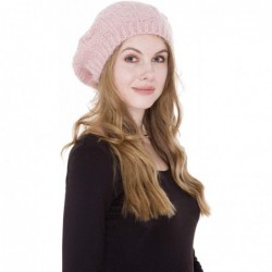 Berets Women's Warm Soft Plain Color Urban Boho Slouch Winter Cable Knitted Beret Hat Skull Hat - Pink2 - CI195U0NUNQ $16.28