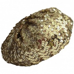 Berets Women Girls Sequin Beret Beanie Hat Cap Fashion Bright Vintage Classic Shining Headwear - A3-gold - CM18TKH8SMH $15.26