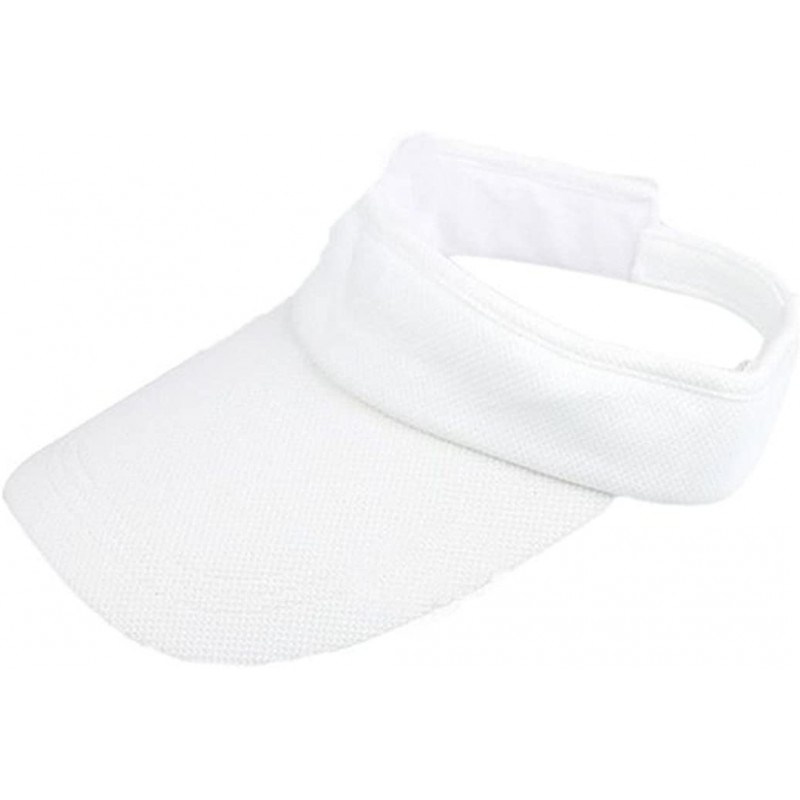 Sun Hats Women Adjustable Visor Sun Plain Hat Sports Cap Tennis Beach Hat - White - CU12MZ5R7OD $16.76