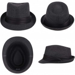Fedoras Men/Women Summer Classic Short Brim Beach Sun Hat Straw Fedora Hat - 756_black - C012EL02QK3 $19.91