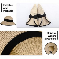 Sun Hats Womens UPF 50 Straw Sun Hat Floppy Wide Brim Fashion Beach Accessories Packable & Adjustable - 91569beige Mix - CG19...