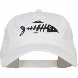 Baseball Caps Fish Bone Embroidered Washed Cap - White - CG12MCYBP75 $52.87