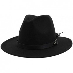 Fedoras Wide Brim Vintage Jazz Hat Women Men Belt Buckle Fedora Hat Autumn Winter Casual Elegant Straw Dress Hat - CG18WYXKET...