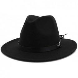 Fedoras Wide Brim Vintage Jazz Hat Women Men Belt Buckle Fedora Hat Autumn Winter Casual Elegant Straw Dress Hat - CG18WYXKET...